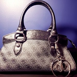 Guess Signature Satchel with Ostrich Trim